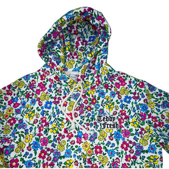 TEDDY FRESH Grandma Floral Print Pull Over Hoodie Unisex Oversized Sz XS - Picture 3 of 10